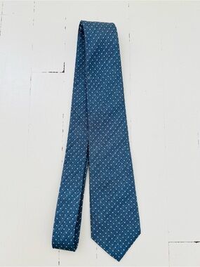 Suitsupply Blue Chambray Tie with White Micro-Dot Pattern